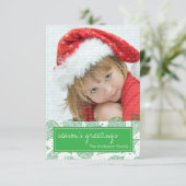 Carte photo de Noël vert et blanc (Debout devant)