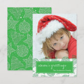 Carte photo de Noël vert et blanc (Devant / Derrière)