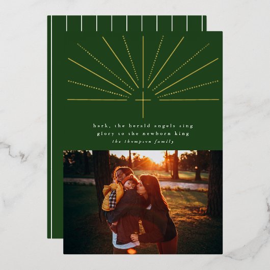 Carte photo de Noël verte de la Croix Sainte (Recto/Verso)