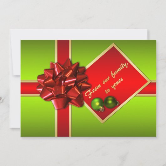 Carte photo de Noël verte, rouge et or (Devant)