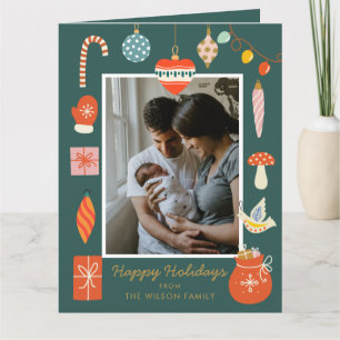 Carte photo de Noël verte Vacances modernes