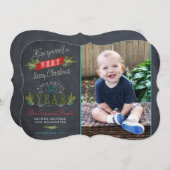 Carte photo de Noël vintage Chalkboard (Devant / Derrière)