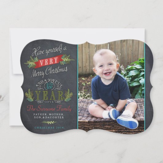 Carte photo de Noël vintage Chalkboard (Devant)