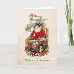 Carte Photo de Noël vintage du Père Noël