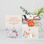 Carte photo de Noël vintage Holiday Snowman (Debout devant)