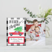 Carte photo de Noël Vintage Mustang (Debout devant)