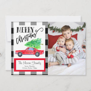 Carte photo de Noël Vintage Mustang