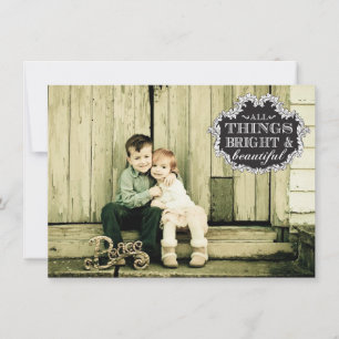 Carte photo de Noël vintage Typographie blanche