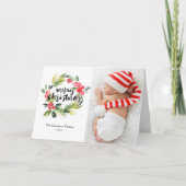 Carte photo de Noël Watercolor Holly Wreath (Devant)