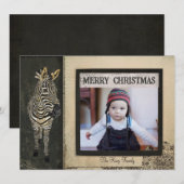Carte photo de Noël Zebra noir et ivoire (Devant / Derrière)