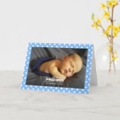 Carte Photo de nouveau-né bébé garçon Pois bleu (Fleur jaune)