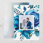 CARTE PHOTO DE NOUVELLE ANNÉE | Aquarelle florale (Devant / Derrière)