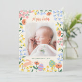 Carte photo de Pâques Floral de printemps moderne (Debout devant)