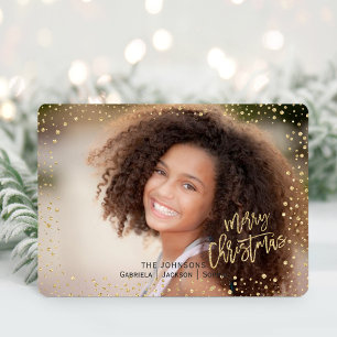 Carte photo de paysage   Points dorés   Noël