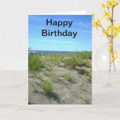 Carte Photo de plage Anniversaire (Fleur jaune)
