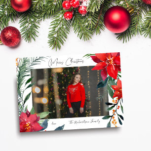 Carte Photo de Poinsettia de Joyeux Noël