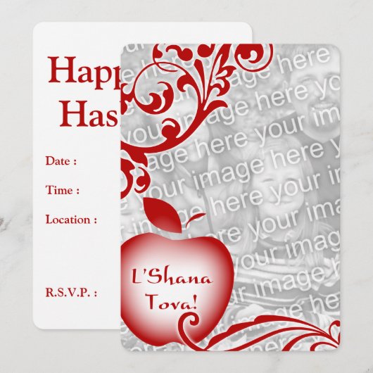 Carte photo de pomme florale L'Shana Tova (Devant / Derrière)