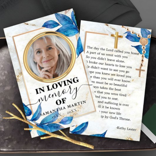 Carte photo de prière commémoratif élégant et élég