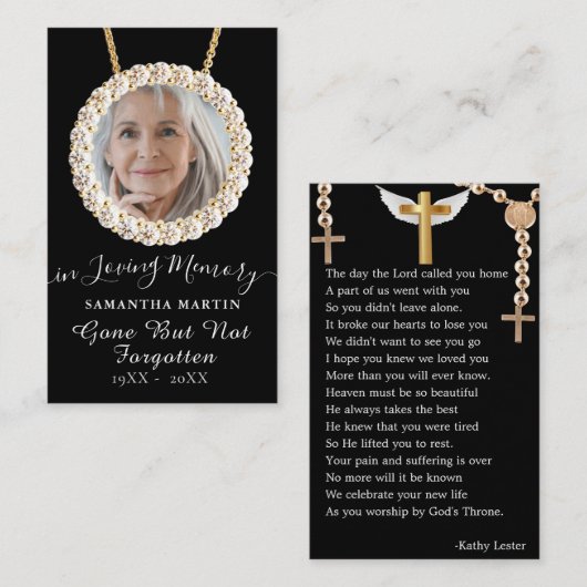 Carte photo de prière commémorative de calligraphi (Devant / Derrière)