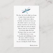 Carte photo de prière commémorative de dragonfly f (Dos)