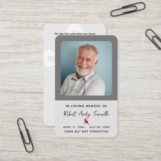 Carte photo de prière commémorative des funéraille (Devant/Arrière en situation)