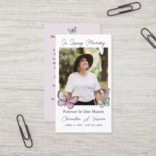 Carte photo de prière commémorative des funéraille (Devant/Arrière en situation)