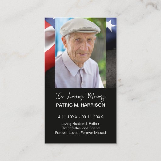 CARTE PHOTO de prière commémorative du drapeau amé (Devant)