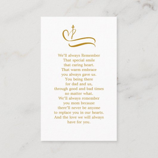 Carte photo de prière commémorative funéraire simp (Dos)