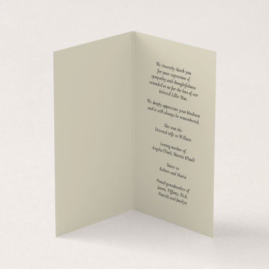 Carte photo de prière commémorative funéraire simp (Intérieur)