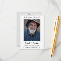 Carte photo de prière commémorative funéraire simp