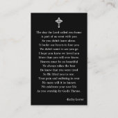 Carte photo de prière commémorative funéraire simp (Dos)