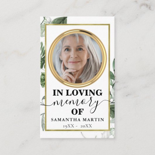 Carte photo de prière commémorative moderne or bot (Devant)