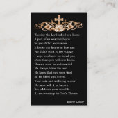 Carte photo de prière funéraire (Dos)