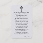 Carte photo de prière funéraire de Dove (Dos)