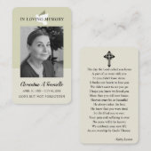 Carte photo de prière funéraire de Dove (Devant / Derrière)