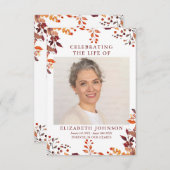 Carte photo de prière funéraire du mémorial de l'a (Devant / Derrière)