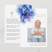 Carte photo de prière funéraire du Mémorial Floral (Devant / Derrière)