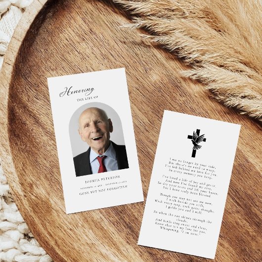 Carte photo de prière funéraire minimal moderne