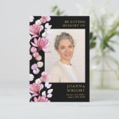 Carte photo de prière funéraire rose Floral (Debout devant)