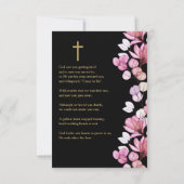 Carte photo de prière funéraire rose Floral (Dos)