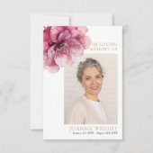 Carte photo de prière funéraire rose Floral (Devant)