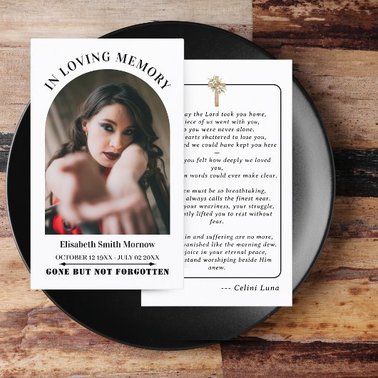 Carte photo de prière funéraire simple d'Océanie