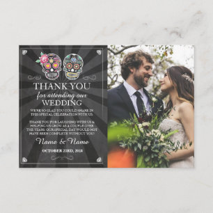 Carte photo de remerciement crânes gothique Hallow