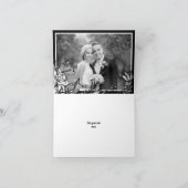 Carte photo de remerciement florale noir et blanc (Intérieur)