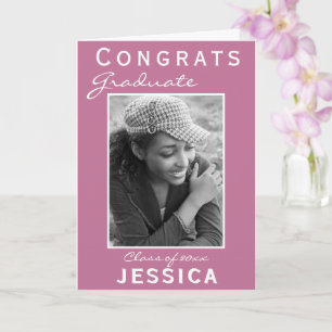 Carte Photo de remise de diplôme de félicitations rose m