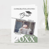 Carte Photo de remise de diplôme verte géométrique moder (Devant)