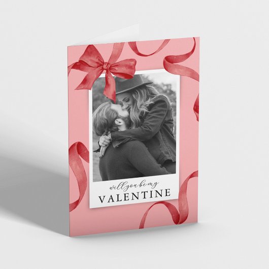 Carte Photo de ruban rouge, sois mon Valentin