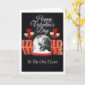 Carte photo de Saint-Valentin noir et rouge person (Fleur jaune)