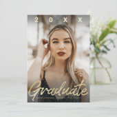 Carte photo de script de brosse or ultra moderne (Debout devant)