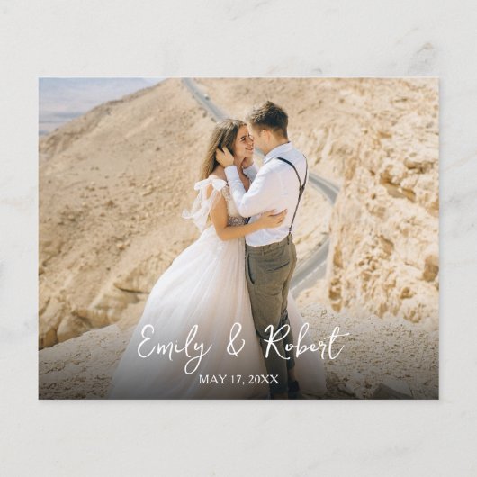 Carte photo de script du Merci de Mariage de coeur (Dos)